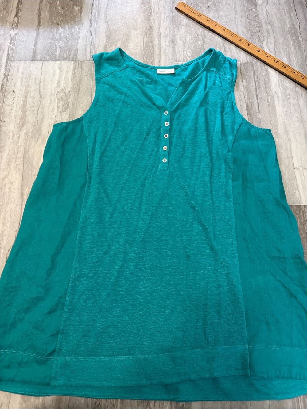 J. Jill Teal Henley Sleeveless Tank
